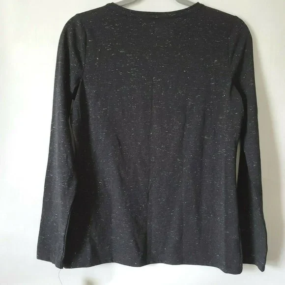 Talbots Long Sleeve Cotton Blend T Shirt Size XS Black with Sparkly Threads NWT - Picture 2 of 6